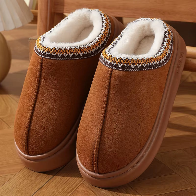 Winter 2024 Warm Fluffy Woman Slippers Soft Bottom Non Slip Thick Plush Clogs Women Casual Platform House Inddor Shoes Slides 45