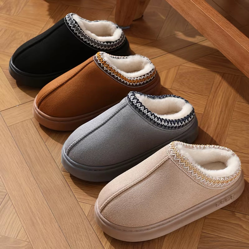Winter 2024 Warm Fluffy Woman Slippers Soft Bottom Non Slip Thick Plush Clogs Women Casual Platform House Inddor Shoes Slides 45