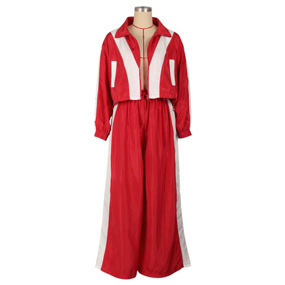 Active Patchwork Women'S Set Zipper Sweatshirt Jacket and Wide Leg Pants Suit 2025 INS Two 2 Piece Sets Outfit Tracksuit